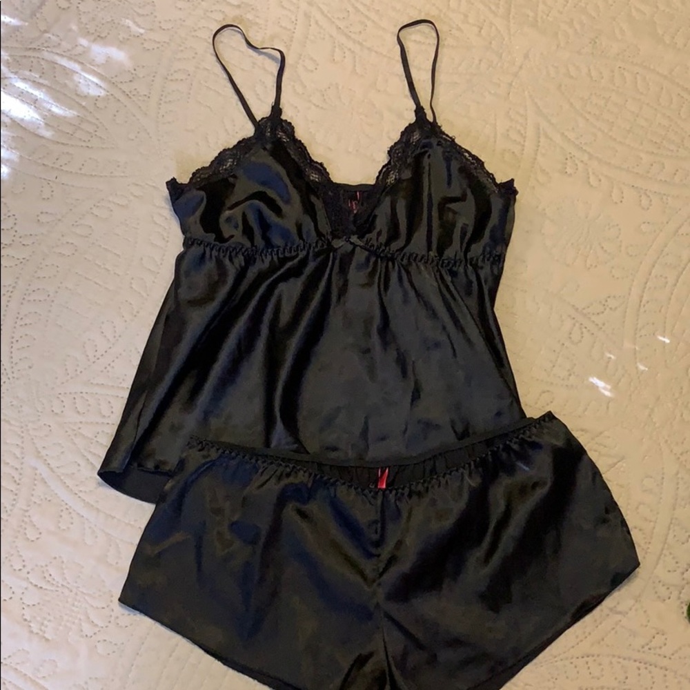 Black silk chemise set